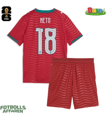 Portugal Pedro Neto #18 Hemmaställ Barn VM 2026 Kortärmad (+ Korta byxor)